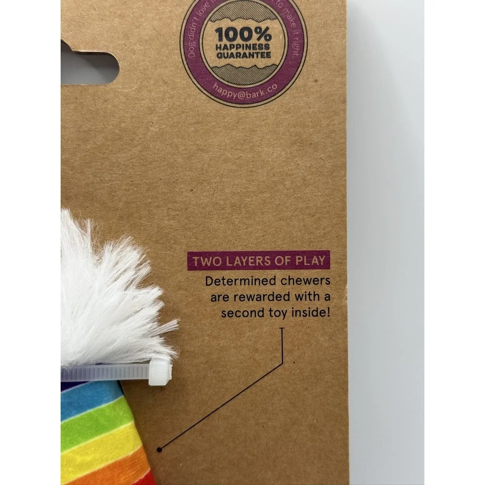 Bark Super Chewer Treat Yourself Dog Toy Rainbow Rip + Reveal Medium-Large